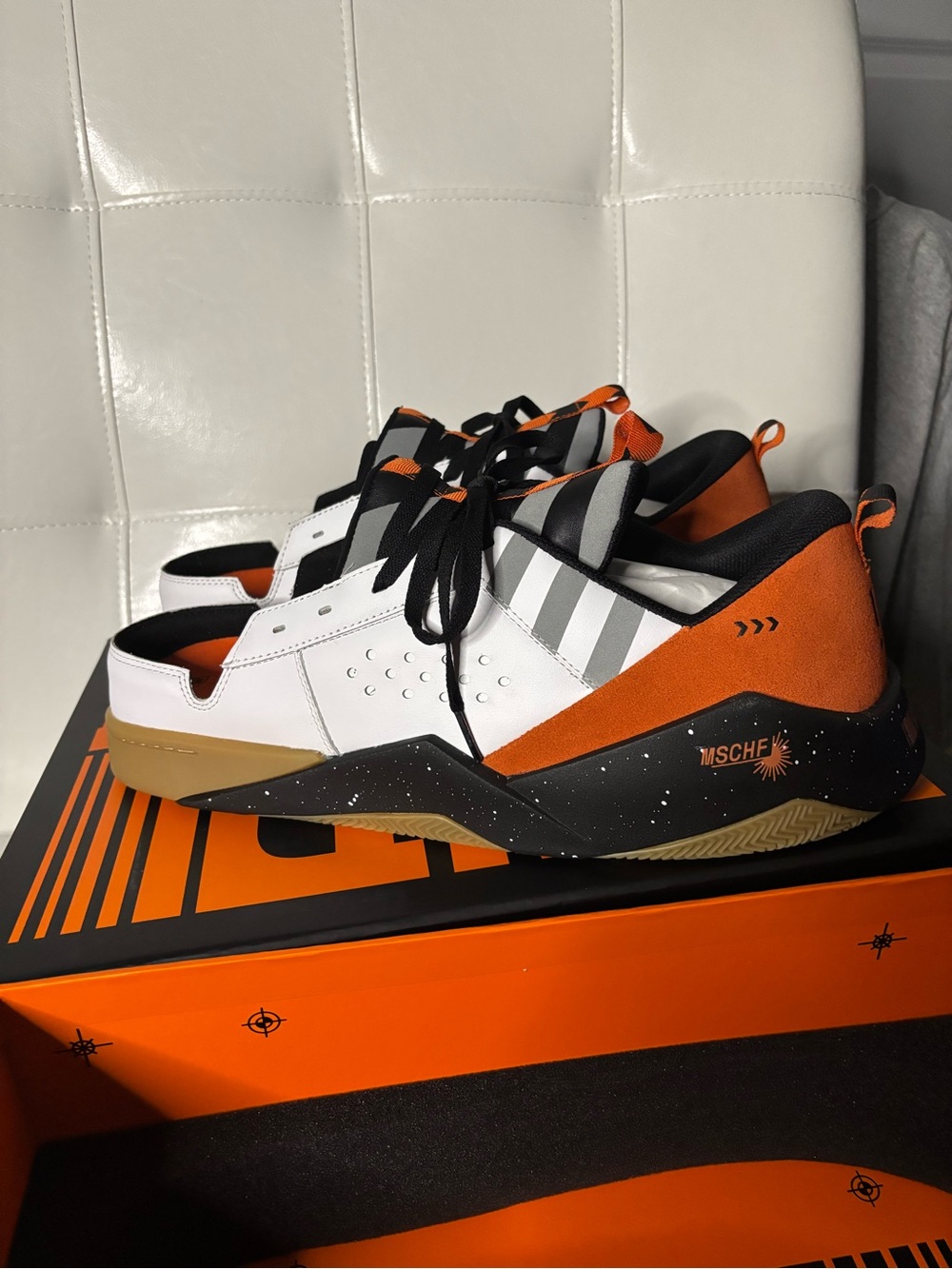 MSCHF BWD Sneakers “Reverse Sole” White Orange Streetwear Shoes  Design Men’s